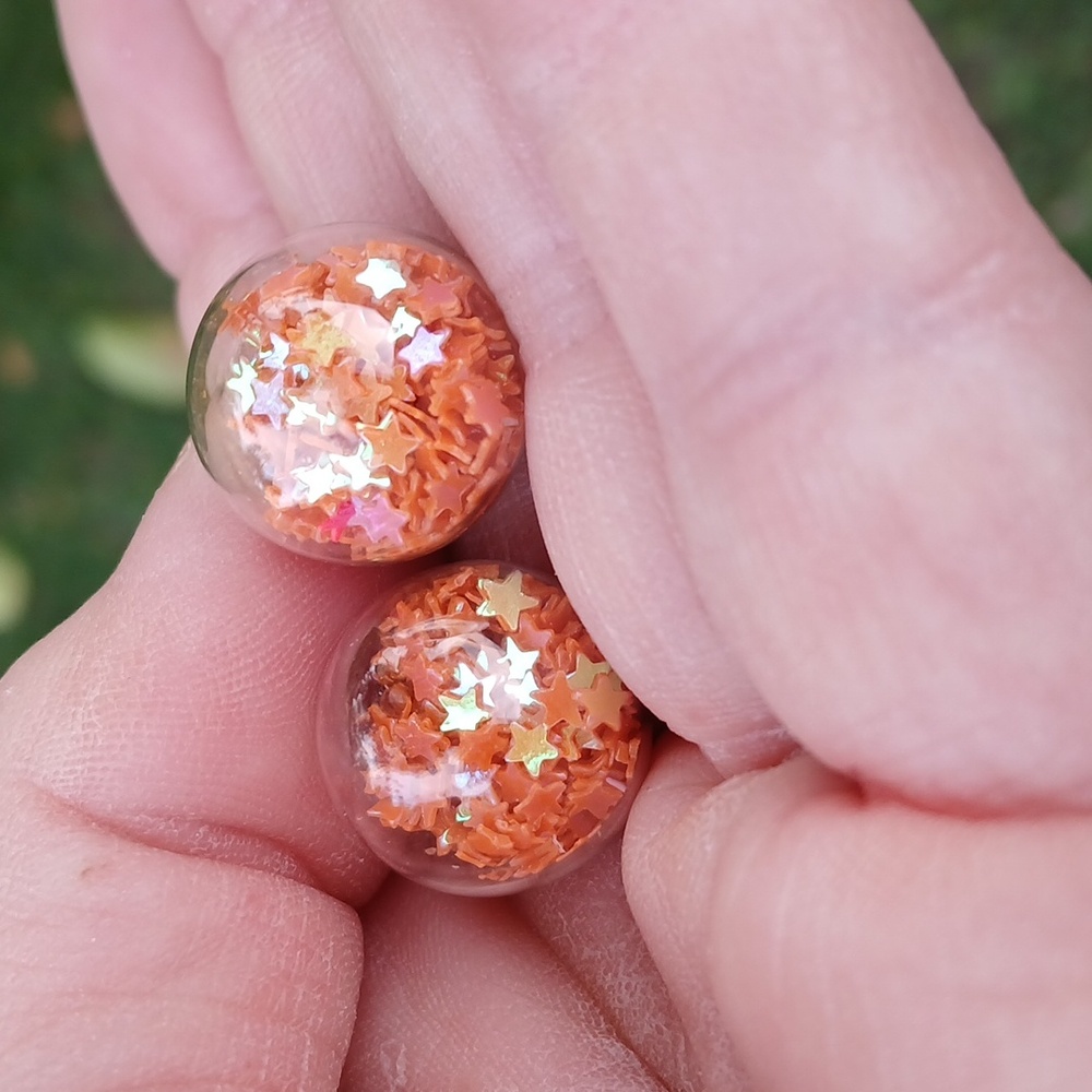 New 2pc Orange Crystal Stars Pendant. - Picture 4 of 11